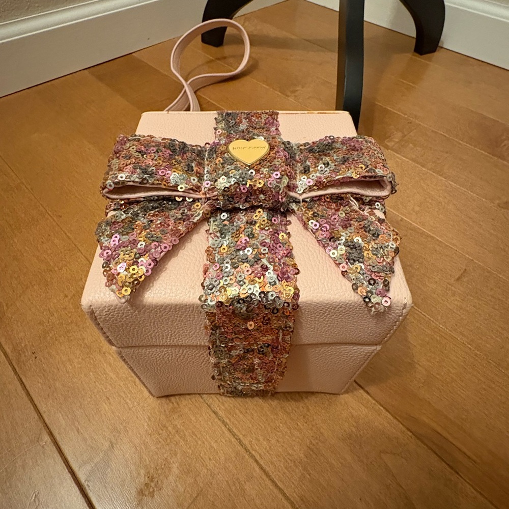 Pink Sequin Bow Gift Box Purse